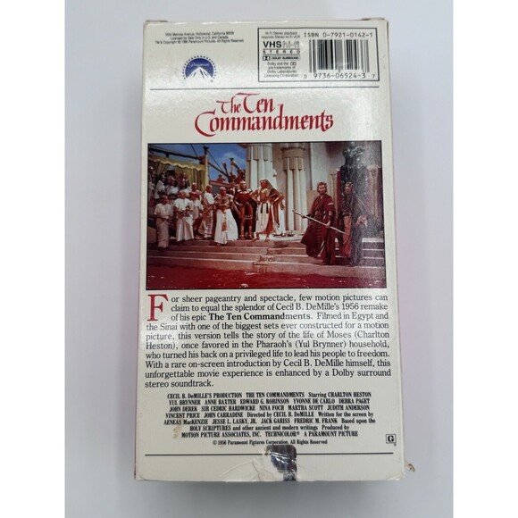 Vintage The Ten Commandments VHS Cassette Tape Classic Movie Cecil B. DeMille's - Picture 2 of 3